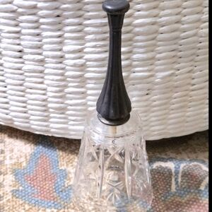 Elegant Cut Glass Crystal Bell with Silver Gray Pewter Handle